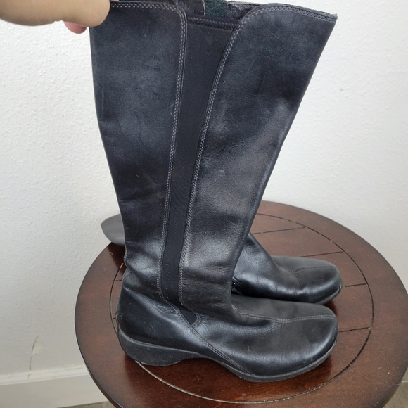 Merrell WOMENS SPIRE PEAK BLACK LEATHER BOOTS - Picture 1 of 6